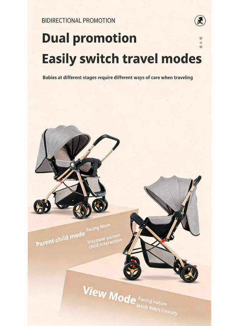 عربة طفل واحدة ثنائية الاتجاه-تواجه الوالدين والعالم ، امتصاص الصدمات ممتازة ، مظلة ومقعد كبيرة للغاية ، ووضع قابل للاستلقاء والجلوس ، يد واحدة سهلة الطي ، سلة تخزين واسعة ، سهلة التفكيك والتنظيف - Image 4